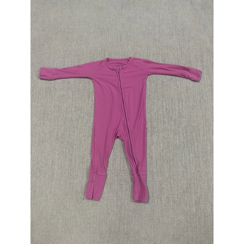 Little Sleepies Rosette Pink Ribbed Bamboo Zippy Size 3-6 Months Pajama